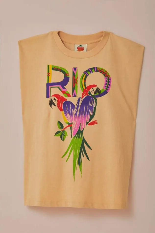 Sand Rio Shoulder Pad Organic Cotton TShirt Women FARM Rio Tshirts
