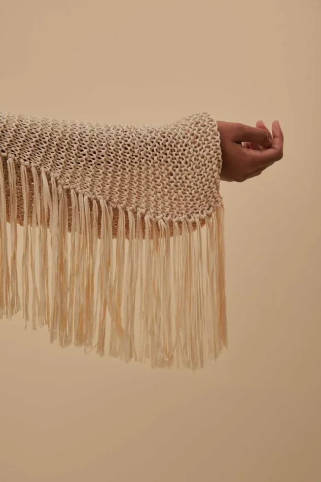 Sand Stripes Fringes Knit Cardigan Women FARM Rio Cardigans