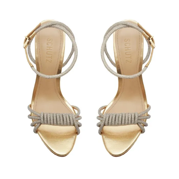 Sandals Jewell Metallic Nappa Leather Sandal Gold Schutz Shoes Stiletto Heels