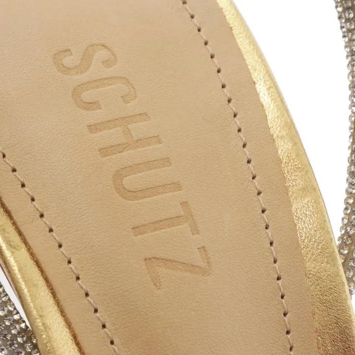 Sandals Jewell Metallic Nappa Leather Sandal Gold Schutz Shoes Stiletto Heels