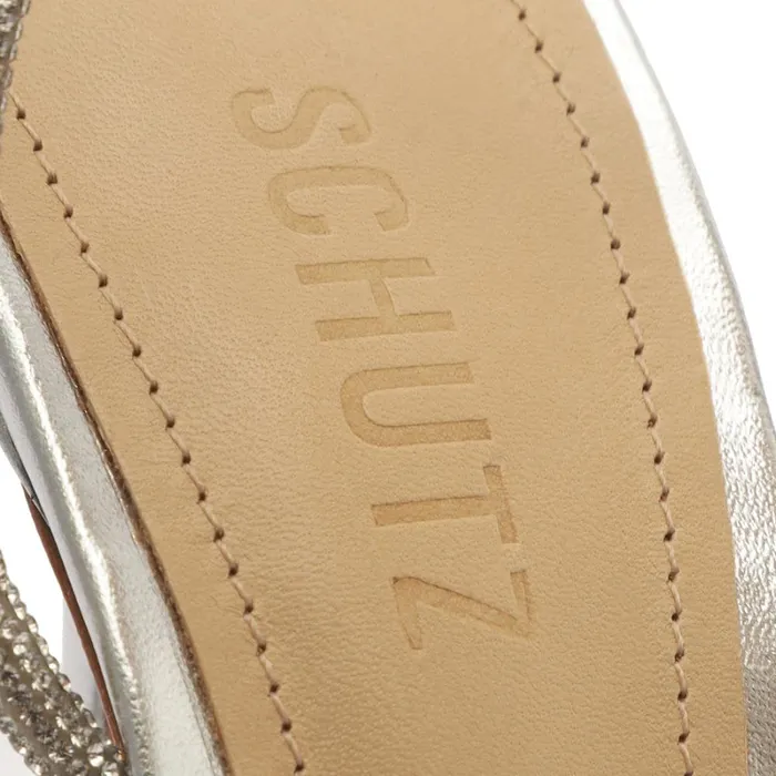 Sandals Jewell Metallic Nappa Leather Sandal Silver Schutz Shoes Stiletto Heels