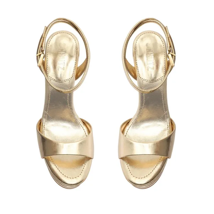 Sandals Kaila Platform Metallic Leather Sandal Gold Schutz Shoes Platforms