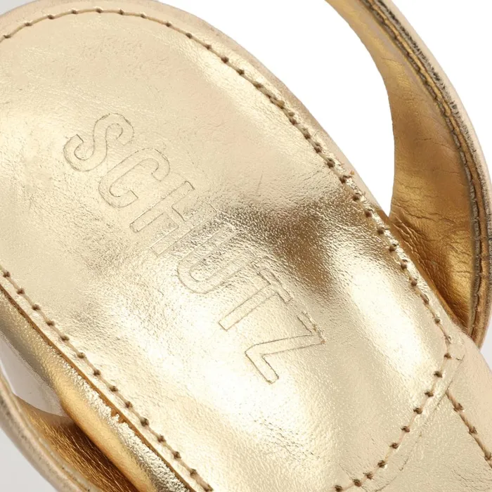 Sandals Kaila Platform Metallic Leather Sandal Gold Schutz Shoes Platforms