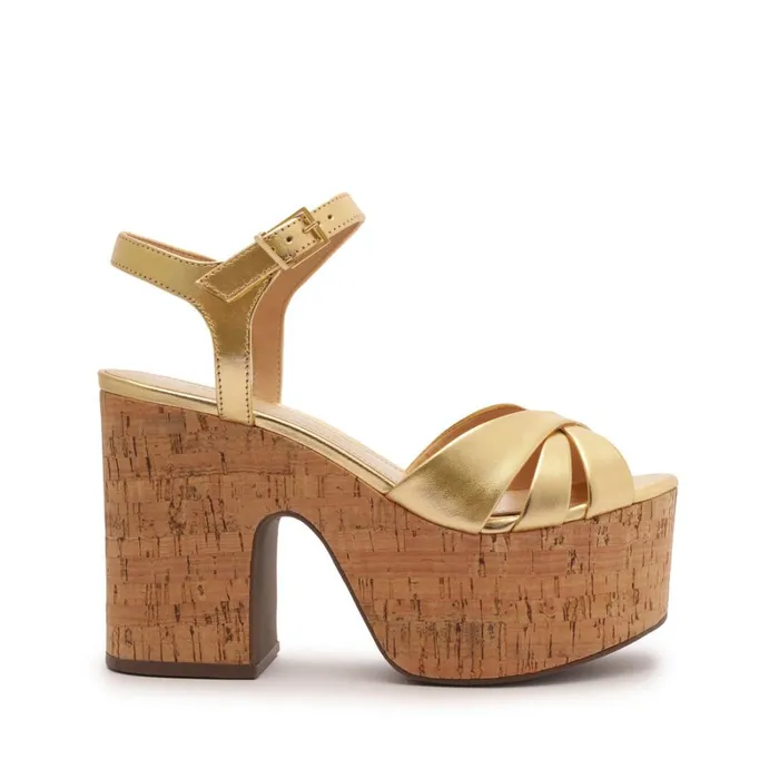 Sandals Keefa Cutout Metallic Leather Sandal Gold Schutz Shoes Platforms