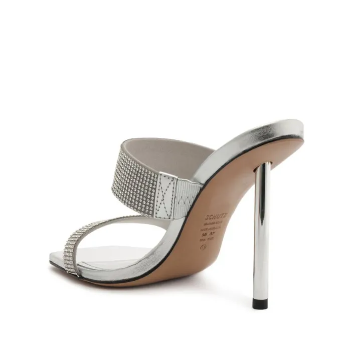 Sandals Liam Metallic Nappa Leather Sandal Silver Schutz Shoes Mule