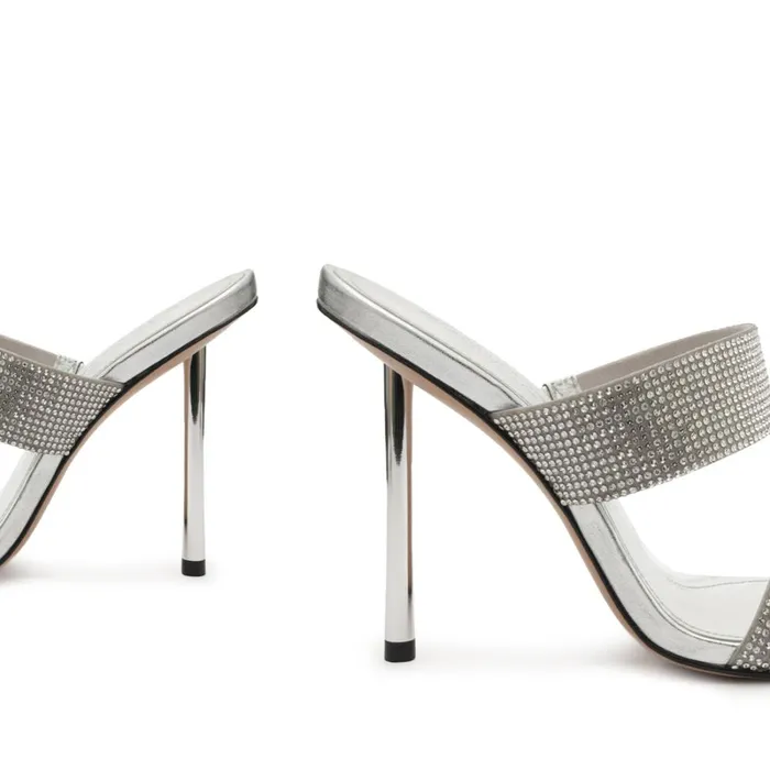 Sandals Liam Metallic Nappa Leather Sandal Silver Schutz Shoes Mule