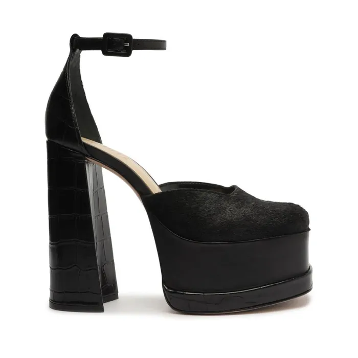 Sandals Luann CrocodileEmbossed Leather Pump Black Schutz Shoes Platforms