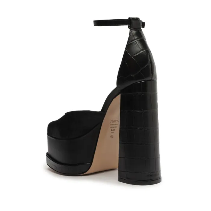 Sandals Luann CrocodileEmbossed Leather Pump Black Schutz Shoes Platforms