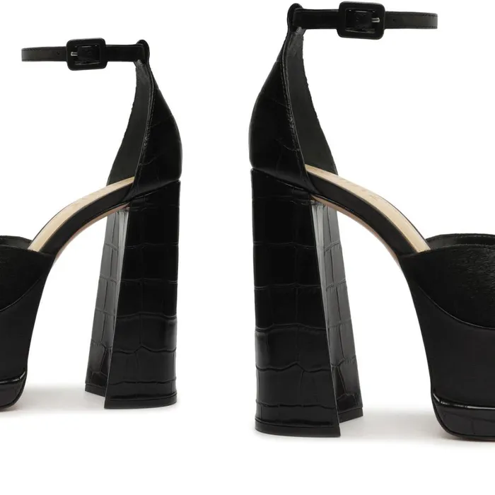 Sandals Luann CrocodileEmbossed Leather Pump Black Schutz Shoes Platforms