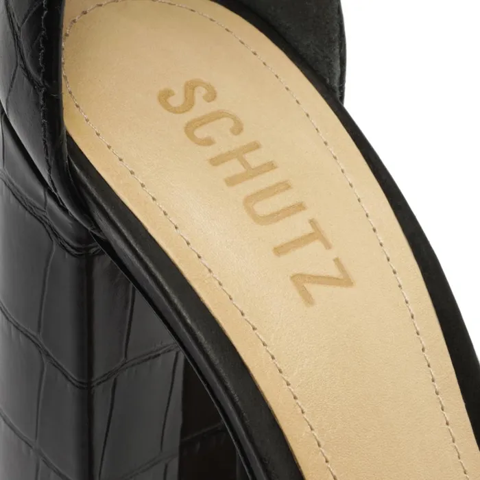 Sandals Luann CrocodileEmbossed Leather Pump Black Schutz Shoes Platforms