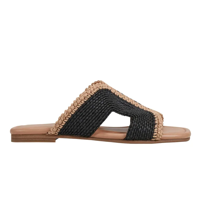 Sandals Marc Fisher Women Nashie Flat Sandal Black Raffia