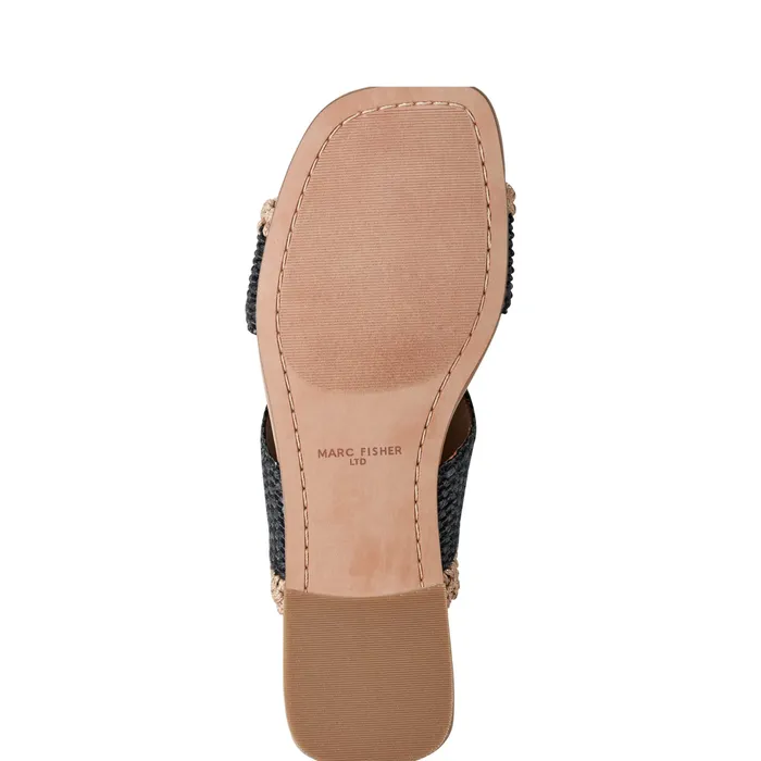 Sandals Marc Fisher Women Nashie Flat Sandal Black Raffia