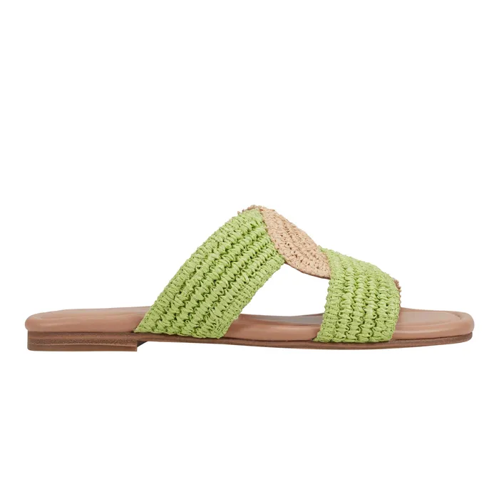 Sandals Navie Flat Sandal GreenNatural Raffia 8211 Marc Fisher Women