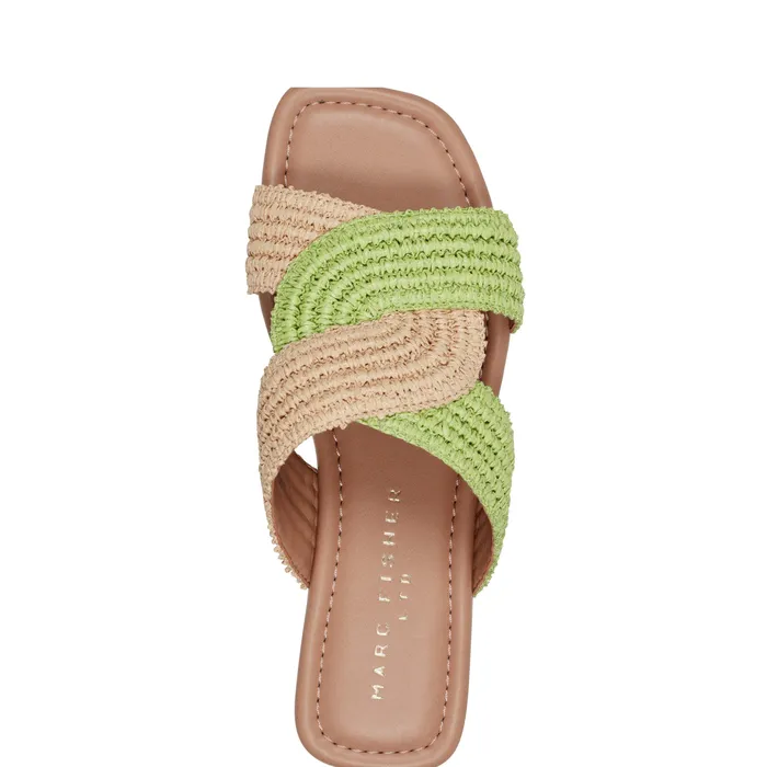 Sandals Navie Flat Sandal GreenNatural Raffia 8211 Marc Fisher Women
