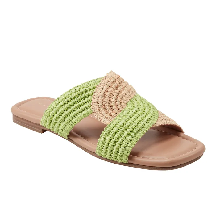 Sandals Navie Flat Sandal GreenNatural Raffia 8211 Marc Fisher Women