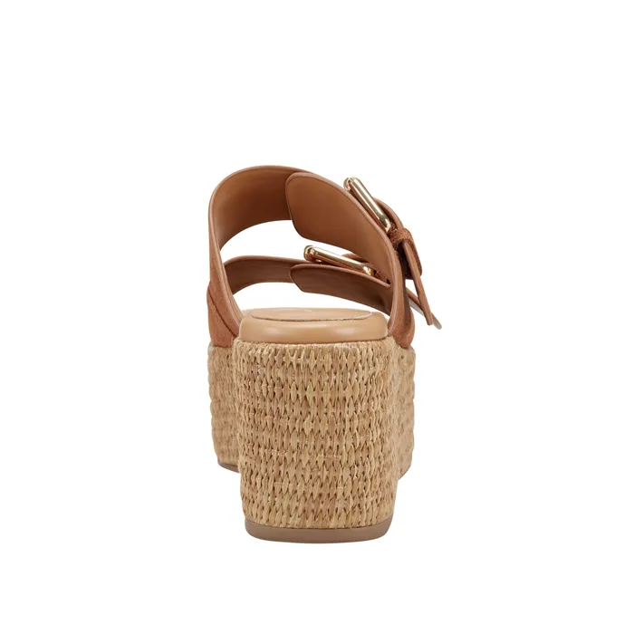 Sandals Palery Platform Buckle Slide Sandal Brown Leather Marc Fisher Women