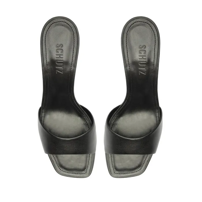 Sandals Posseni Casual Leather Sandal Black Schutz Shoes Mule