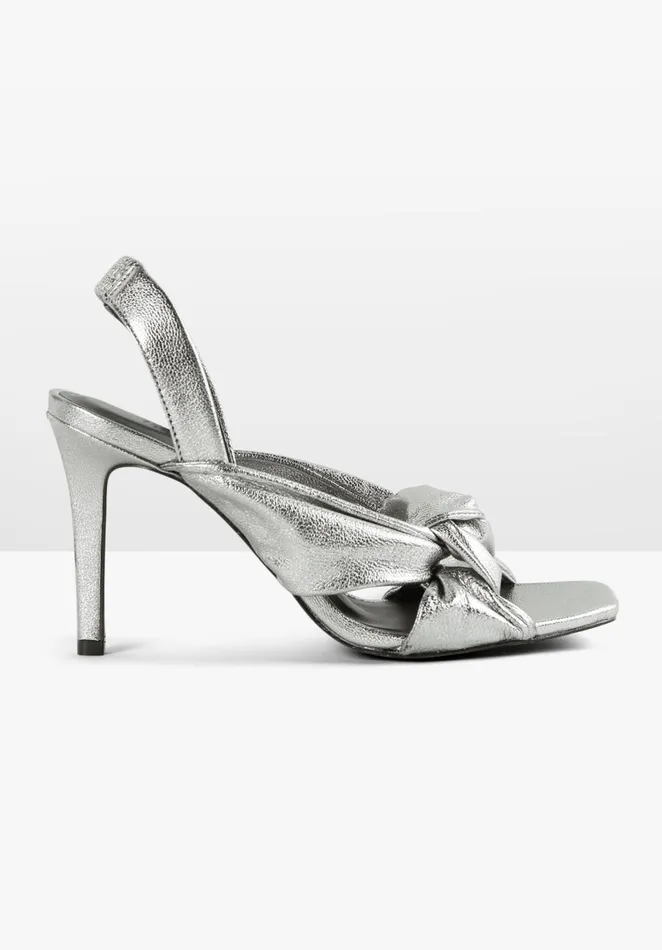 Sandals Women Hush Bethany Heeled Metallic Sandals Silver