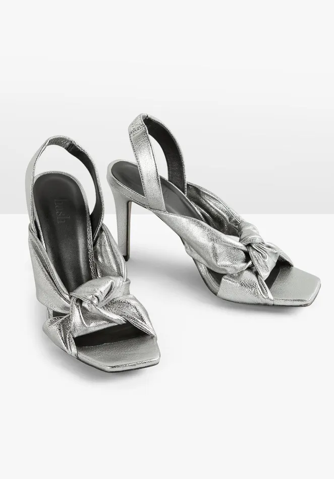 Sandals Women Hush Bethany Heeled Metallic Sandals Silver