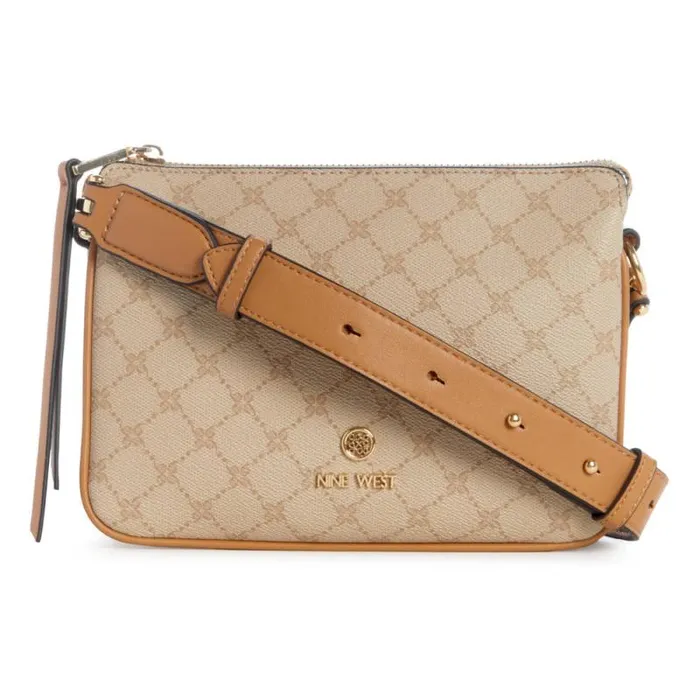 Saoirse Triple Compartment Crossbody Khaki Logocamel Women Nine West Crossbody