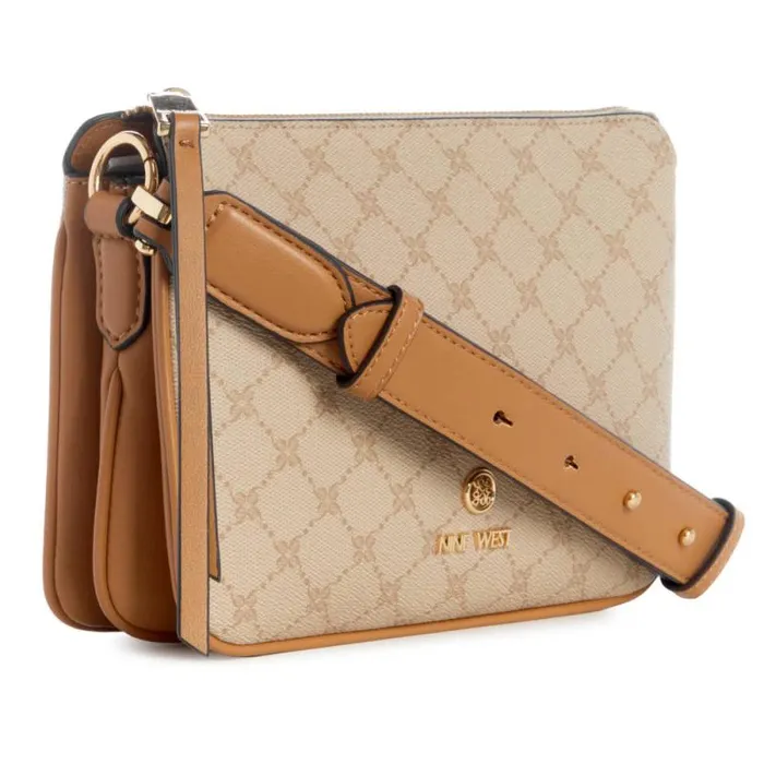 Saoirse Triple Compartment Crossbody Khaki Logocamel Women Nine West Crossbody Saoirse Triple Compartment Crossbody Khaki Logocamel Women Nine West Crossbody