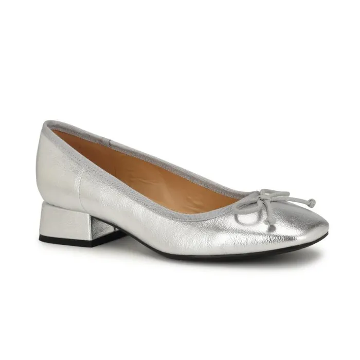 Saruh Square Toe Pumps Silver Women Nine West Heels Saruh Square Toe Pumps Silver Women Nine West Heels