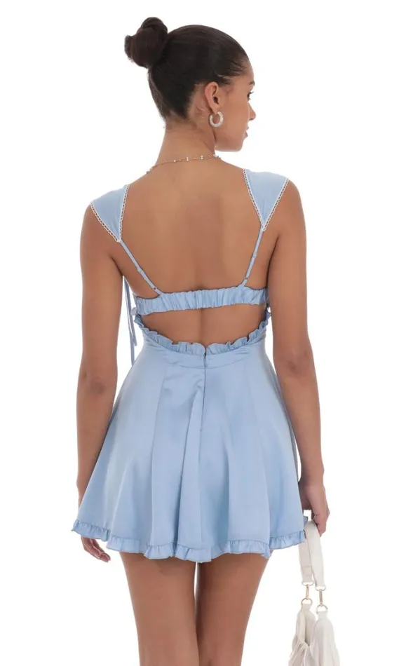 Satin Cap Sleeve Dress Blue Women LUCY IN THE SKY Mini Dresses Satin Cap Sleeve Dress Blue Women LUCY IN THE SKY Mini Dresses