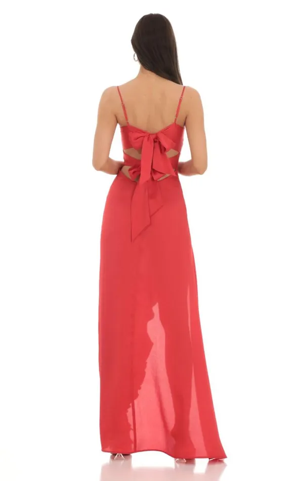Satin Front Twist Strappy Maxi Dress Red Women LUCY IN THE SKY Maxi Dresses Satin Front Twist Strappy Maxi Dress Red Women LUCY IN THE SKY Maxi Dresses