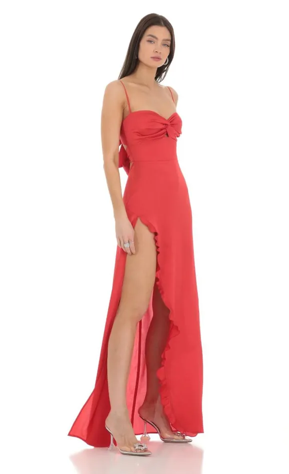 Satin Front Twist Strappy Maxi Dress Red Women LUCY IN THE SKY Maxi Dresses Satin Front Twist Strappy Maxi Dress Red Women LUCY IN THE SKY Maxi Dresses