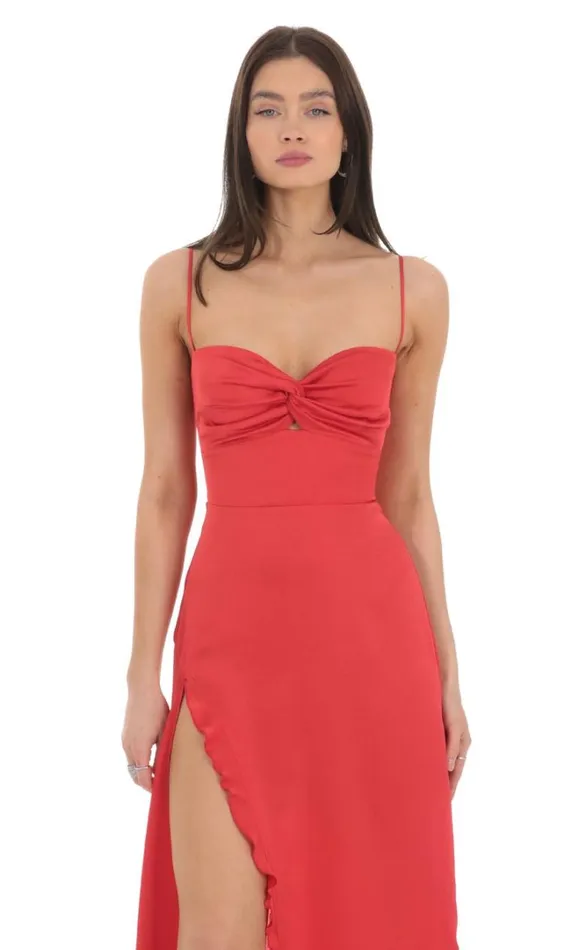 Satin Front Twist Strappy Maxi Dress Red Women LUCY IN THE SKY Maxi Dresses Satin Front Twist Strappy Maxi Dress Red Women LUCY IN THE SKY Maxi Dresses