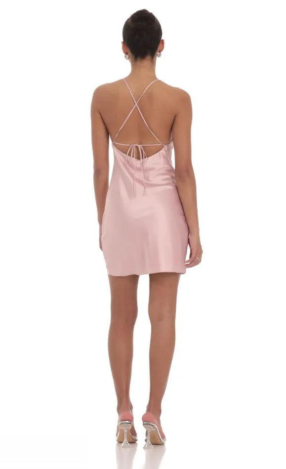 Satin Halter Dress Mauve Women LUCY IN THE SKY Mini Dresses Satin Halter Dress Mauve Women LUCY IN THE SKY Mini Dresses