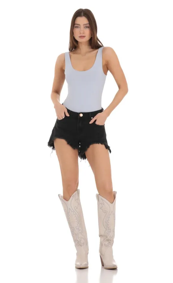 Scoop Neck Bodysuit Ice Blue Women LUCY IN THE SKY Bodysuits Scoop Neck Bodysuit Ice Blue Women LUCY IN THE SKY Bodysuits