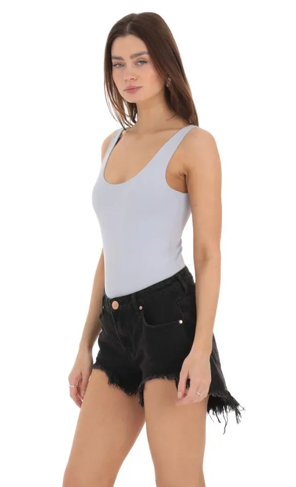 Scoop Neck Bodysuit Ice Blue Women LUCY IN THE SKY Bodysuits Scoop Neck Bodysuit Ice Blue Women LUCY IN THE SKY Bodysuits