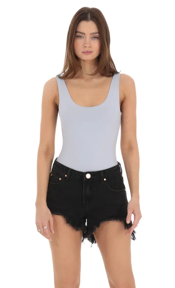 Scoop Neck Bodysuit Ice Blue Women LUCY IN THE SKY Bodysuits Scoop Neck Bodysuit Ice Blue Women LUCY IN THE SKY Bodysuits