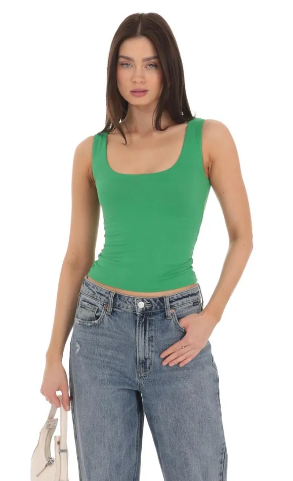 Scoop Neck Tank Top Green Women LUCY IN THE SKY Tops