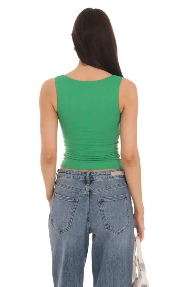 Scoop Neck Tank Top Green Women LUCY IN THE SKY Tops Scoop Neck Tank Top Green Women LUCY IN THE SKY Tops