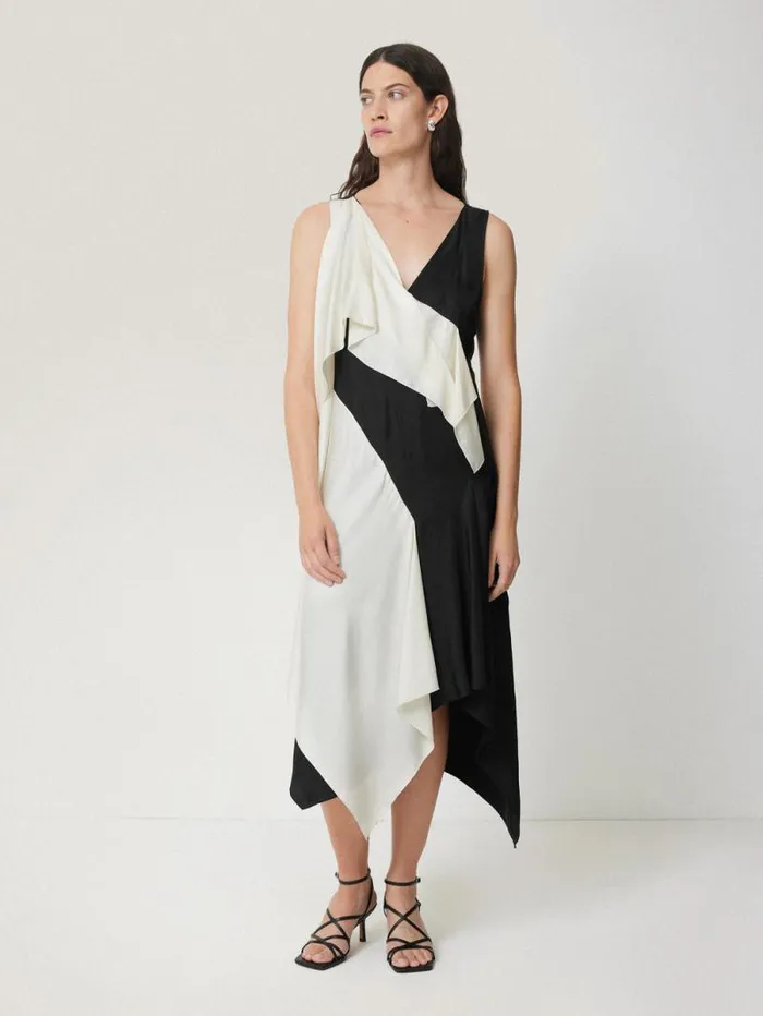 Sculptural Silk Twill Dress Monochrome Women Jigsaw Dresses and Jumpsuits