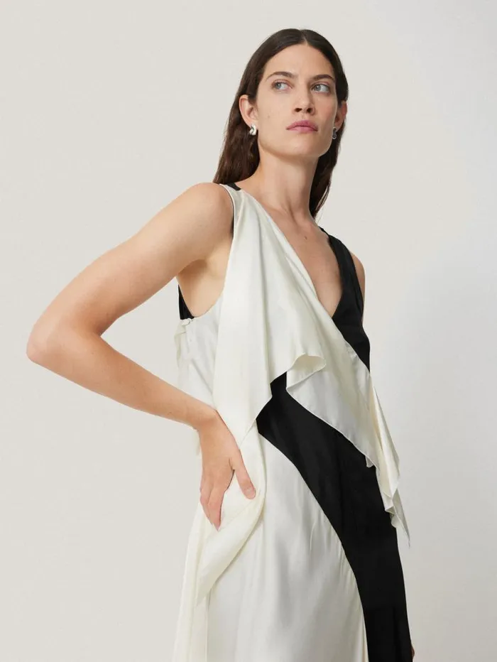 Sculptural Silk Twill Dress Monochrome Women Jigsaw Dresses and Jumpsuits