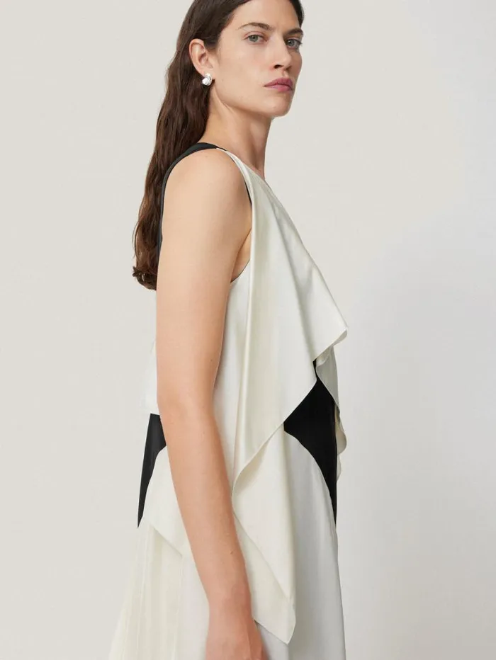 Sculptural Silk Twill Dress Monochrome Women Jigsaw Dresses and Jumpsuits