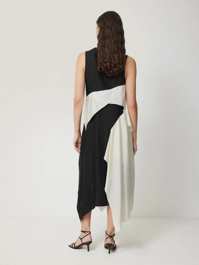 Sculptural Silk Twill Dress Monochrome Women Jigsaw Dresses and Jumpsuits