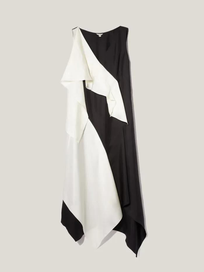 Sculptural Silk Twill Dress Monochrome Women Jigsaw Dresses and Jumpsuits