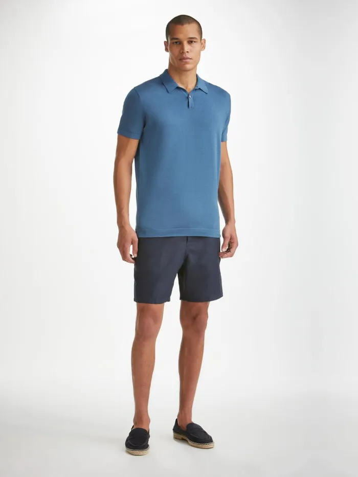 Sea Island Cotton Polo Shirts Men Derek Rose Polo Shirt Jacob Sea Island Cotton Blue