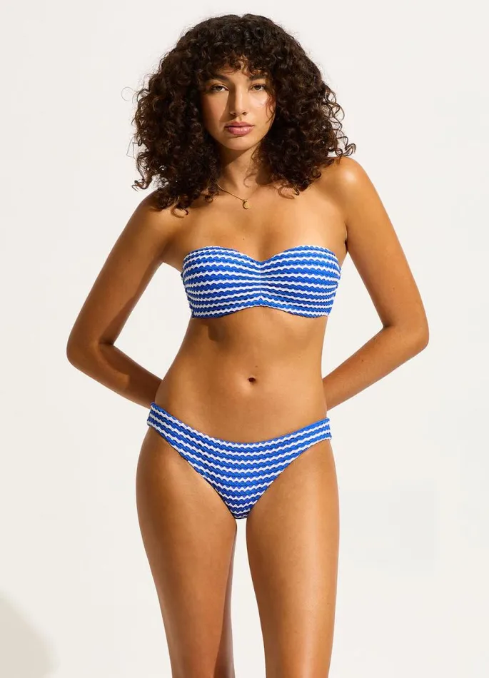 Seafolly Bandeau Women Mesh Effect Bustier Bandeau Bikini Top 8211 Azure