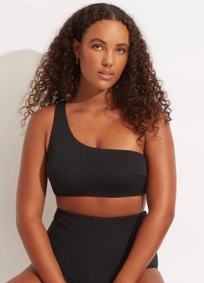 Seafolly Bandeau Women Sea Dive One Shoulder Top 8211 Black