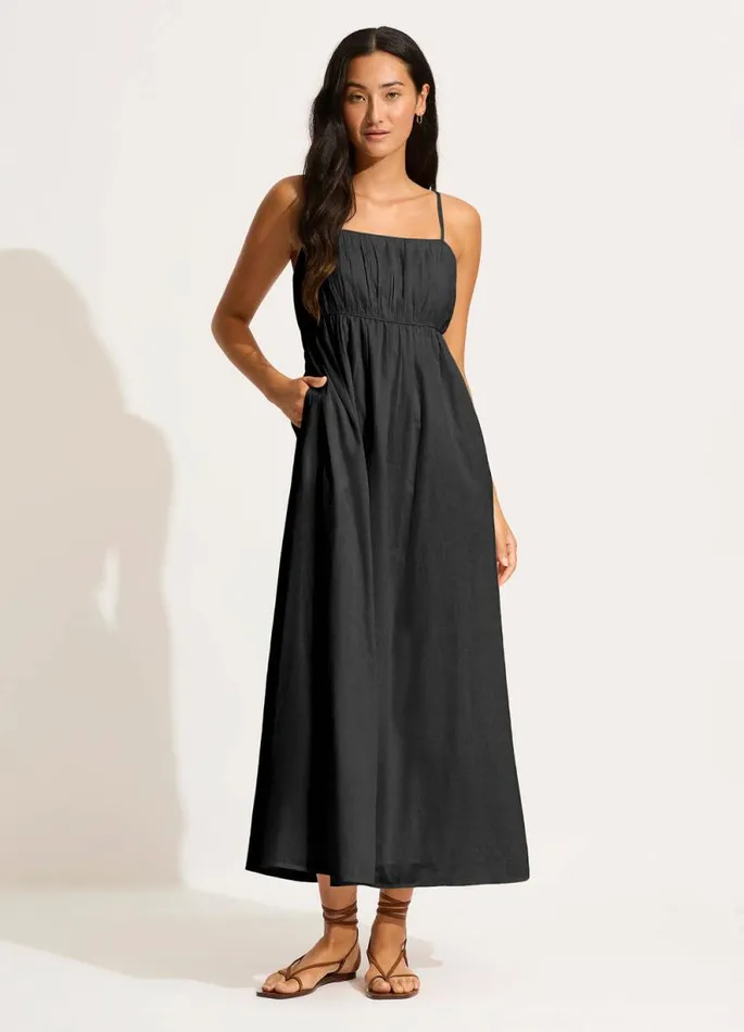 Seafolly Beach Dresses Women Piped Maxi Dress 8211 Black