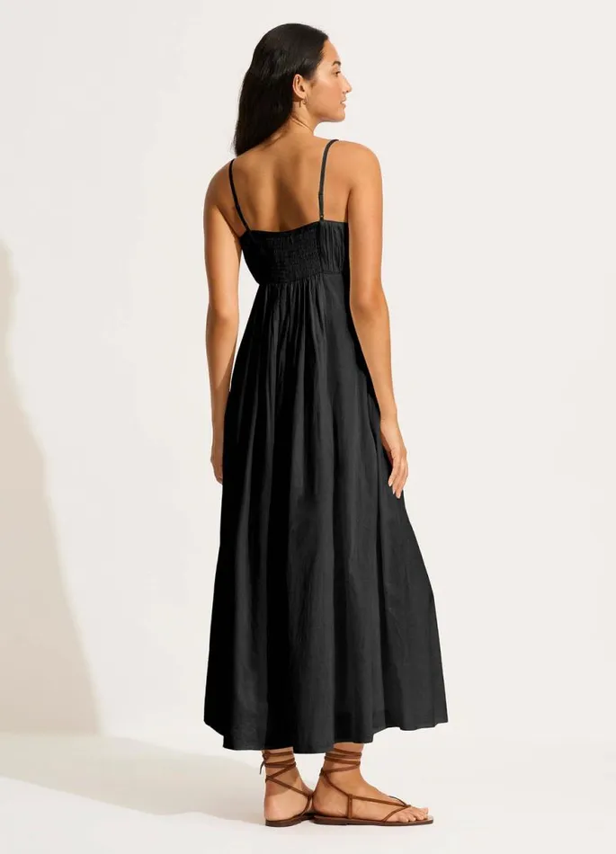Seafolly Beach Dresses Women Piped Maxi Dress 8211 Black