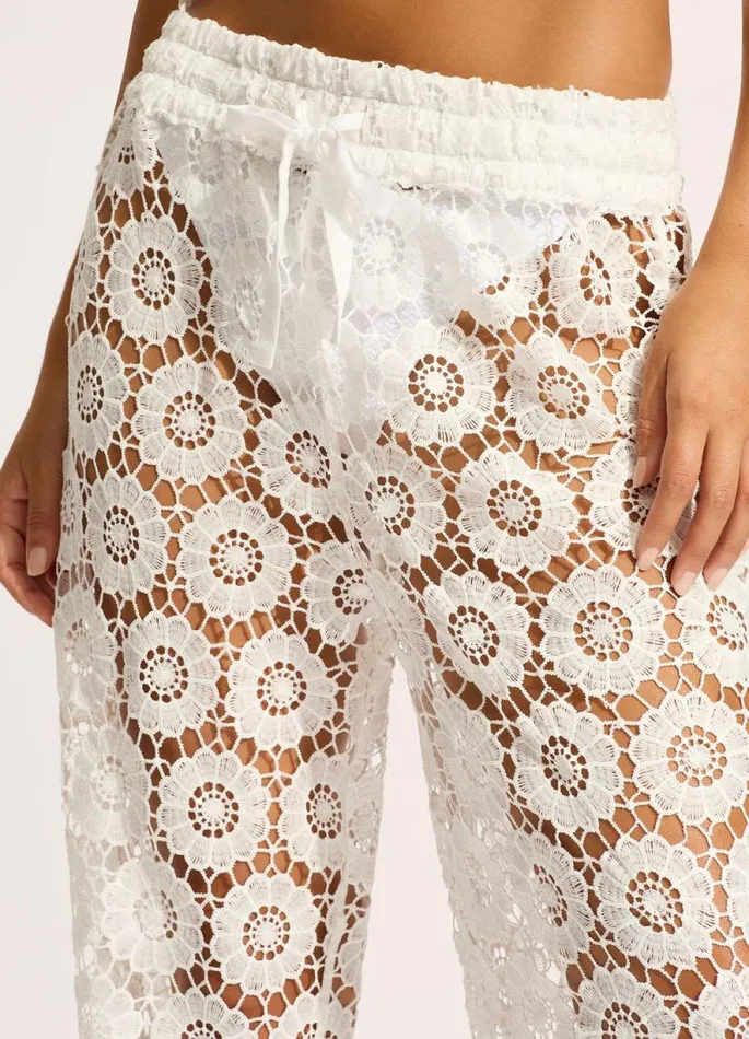 Seafolly Pants and Shorts Women Secret Garden Side Split Pant 8211 White