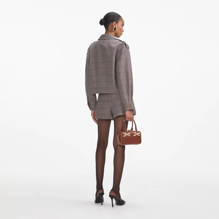 Self Portrait CoOrds Women Brown Check Mini Skort