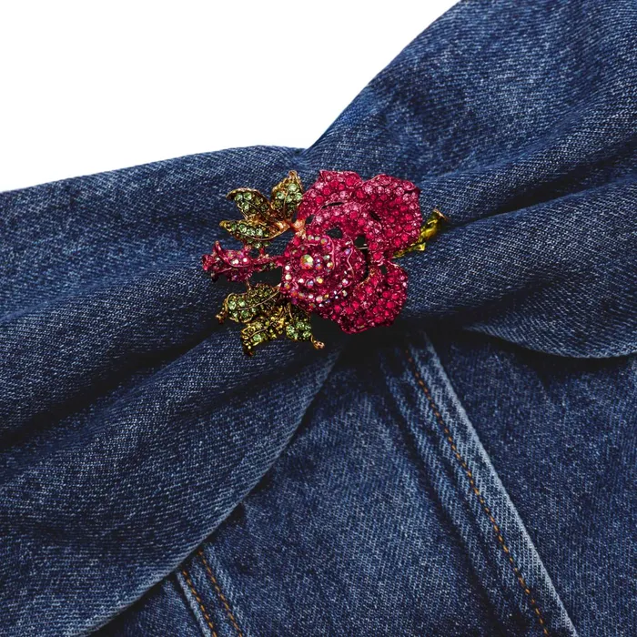 Self Portrait Denim Women Denim Bandeau Top