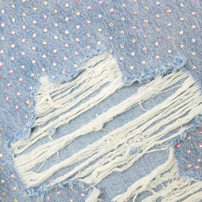 Self Portrait Denim Women Rhinestone Ombre Distressed Jeans